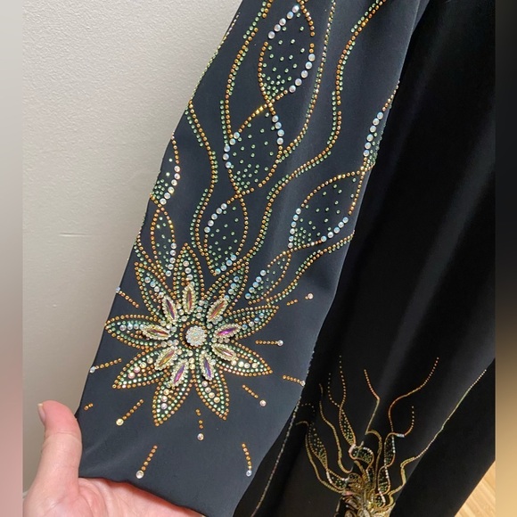 Ayat fashion‎ abaya kaftan maxi black embellished hooded Medium NWT - Picture 7 of 10